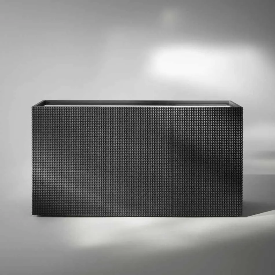 Skänk med två svarta dörrar med 2 dörrar och utdragbar låda Flora Viadurini