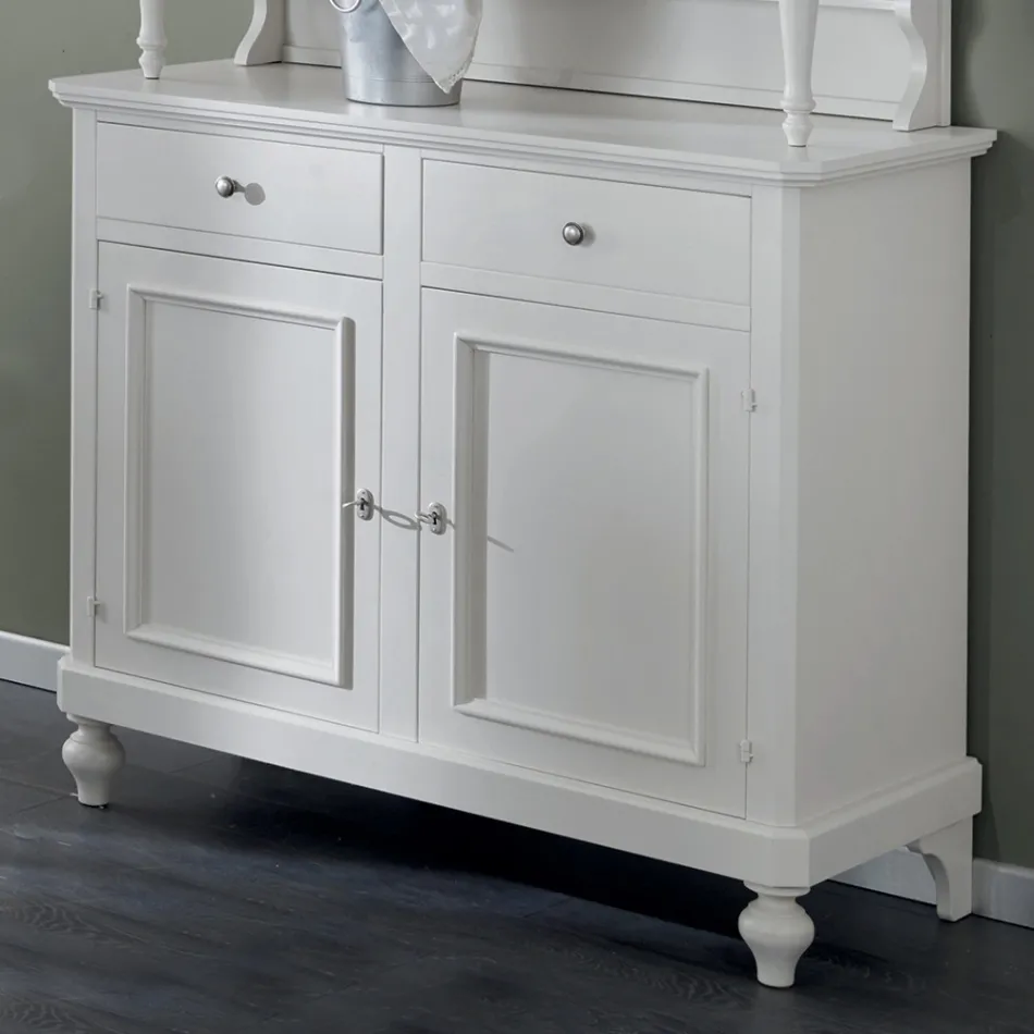 Hög skänk med vitrinskåp i trä Tillverkad i Italien - Bran Viadurini