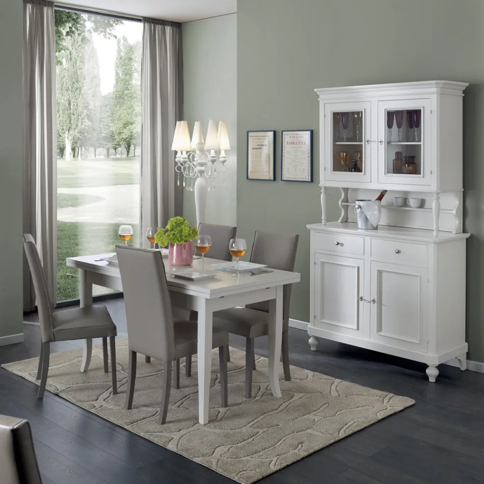 Hög skänk med vardagsrumsskåp i trä Tillverkad i Italien - Bran Viadurini