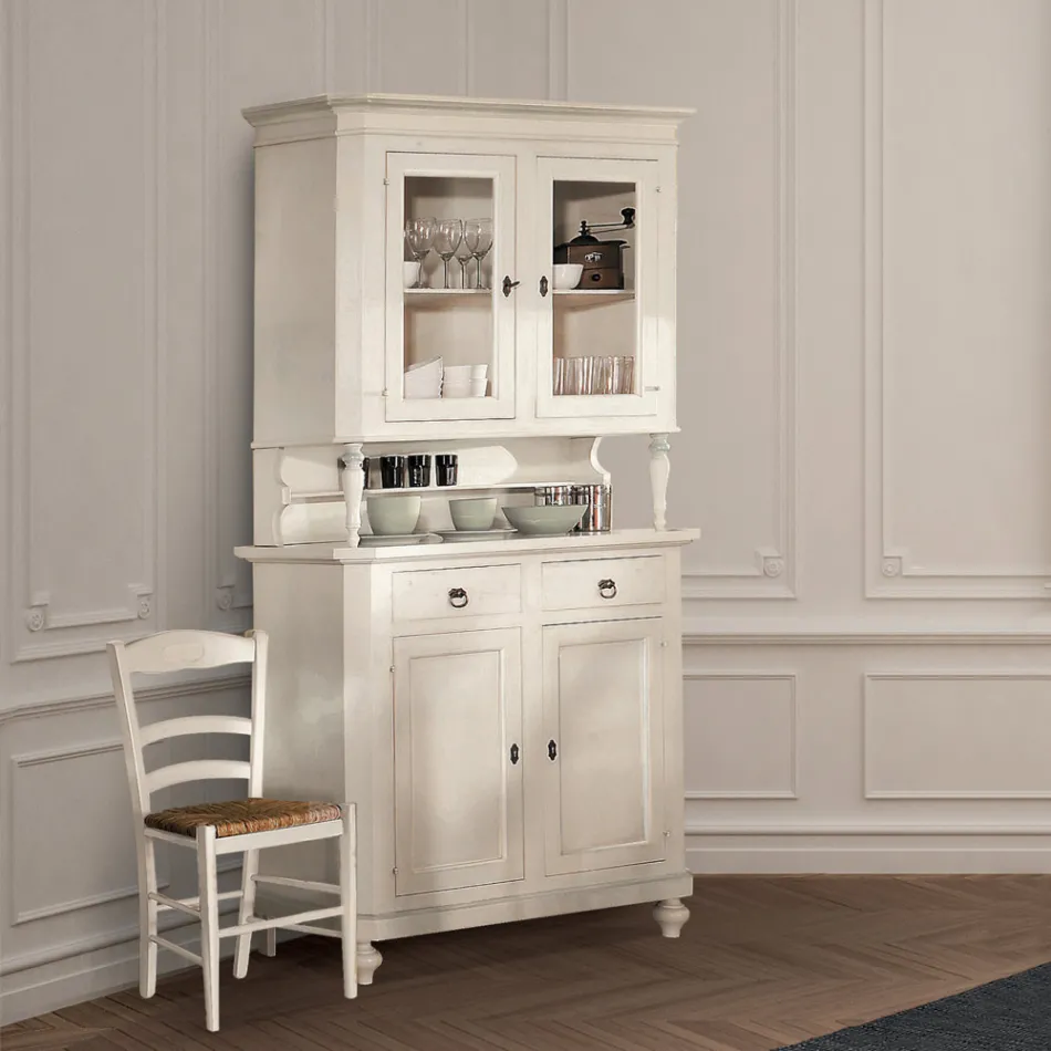 Hög skänk med vardagsrumsskåp i trä Tillverkad i Italien - Bran Viadurini