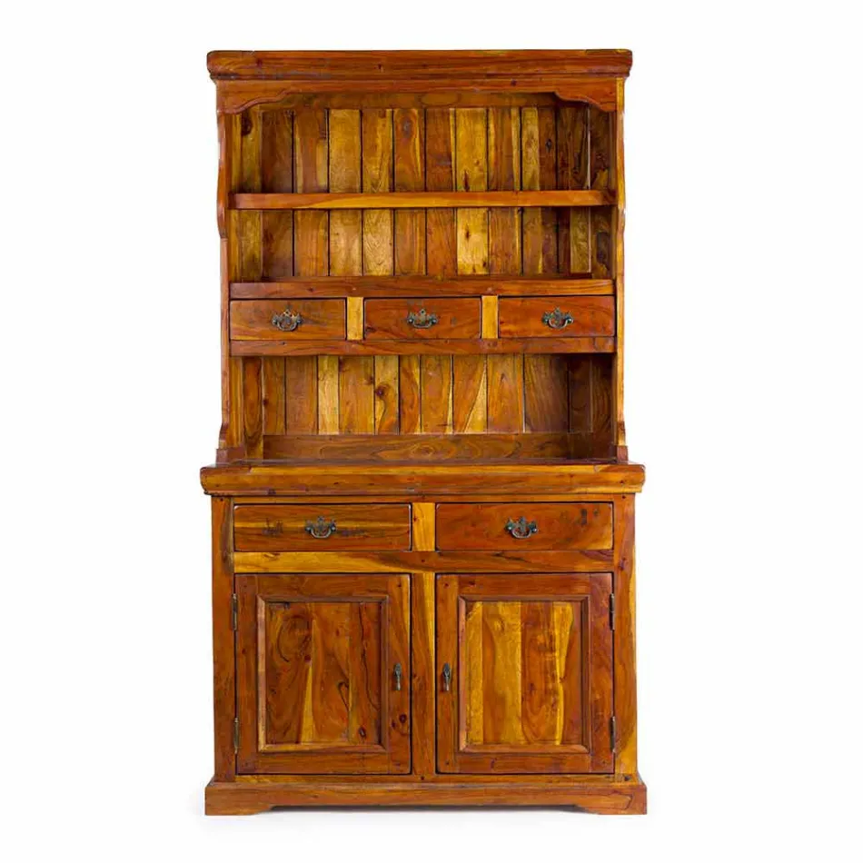 Hög klassisk skänk med massiv akaciaträkonstruktion - Umami Viadurini