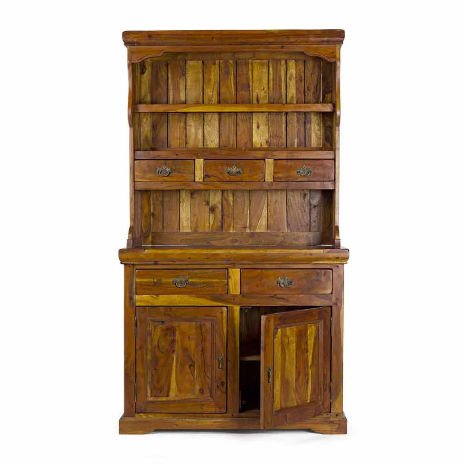 Hög klassisk skänk med massiv akaciaträkonstruktion - Umami Viadurini