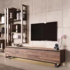 Låg skänk i trä med metallbas Tillverkad i Italien - Berta Viadurini