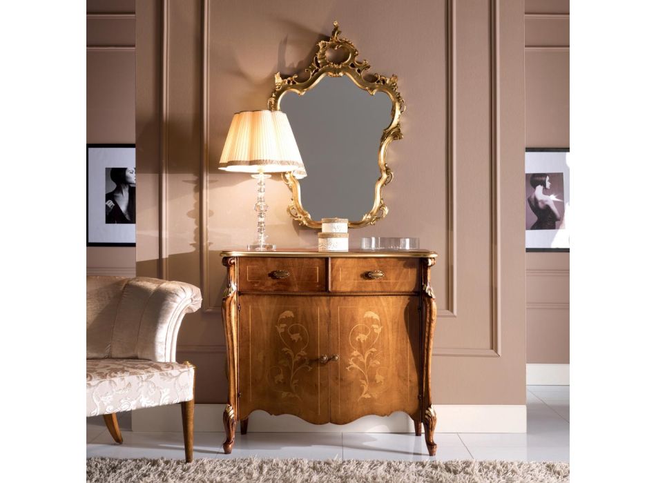 Classic Living Room Träskänk med inlägg Made in Italy - Ottaviano Viadurini