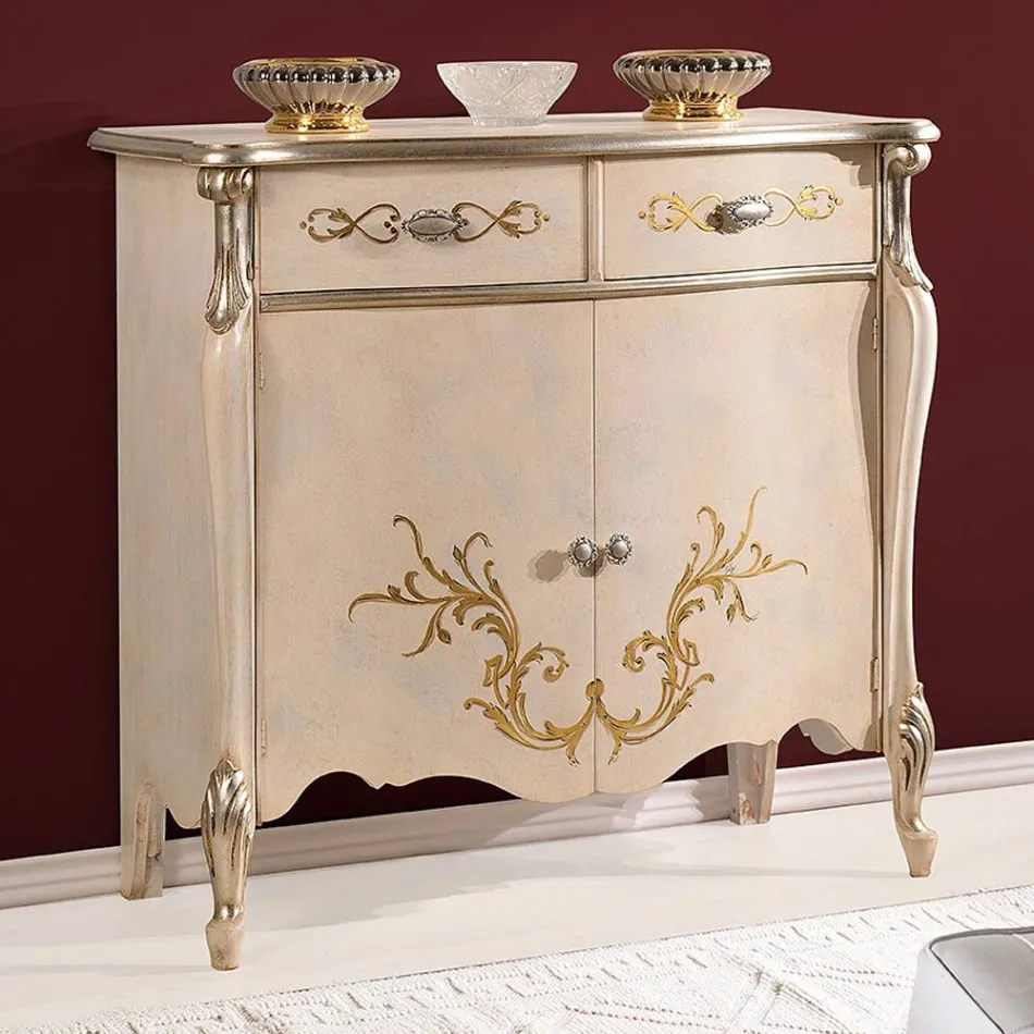 Classic Living Room Träskänk med inlägg Made in Italy - Ottaviano Viadurini