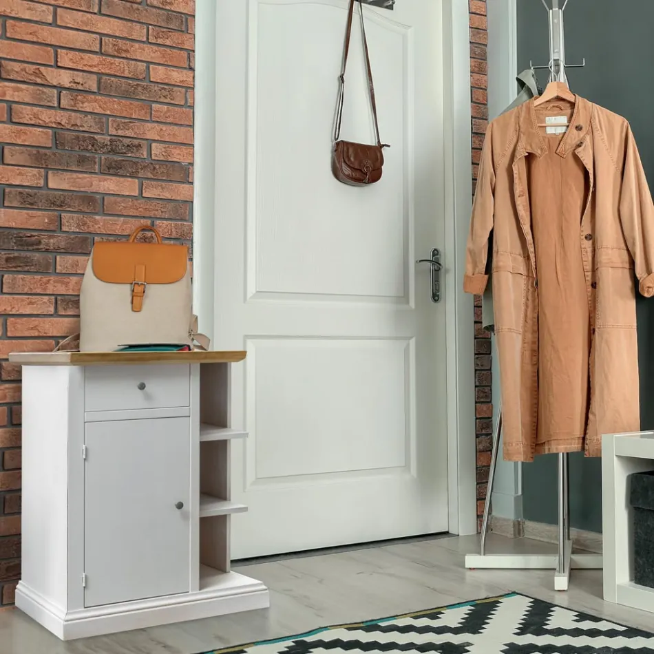 Skänk med 1 dörr, 1 låda och 3 öppna fack Tillverkad i Italien - Hoder Viadurini