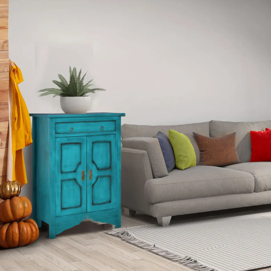 Skänk med 2 dörrar och 2 lådor i olika ytbehandlingar tillverkad i Italien - Hanuman Viadurini