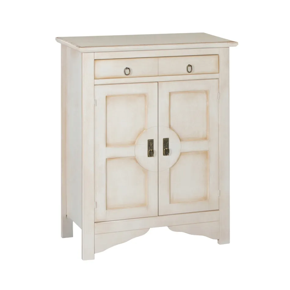 Skänk med 2 dörrar och 2 lådor i olika ytbehandlingar tillverkad i Italien - Hanuman Viadurini