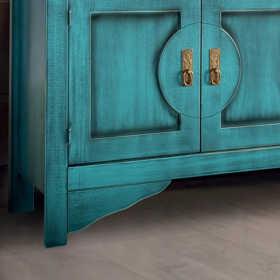 Skänk med 3 dörrar och 3 lådor i olika ytbehandlingar tillverkad i Italien - Ganesha Viadurini