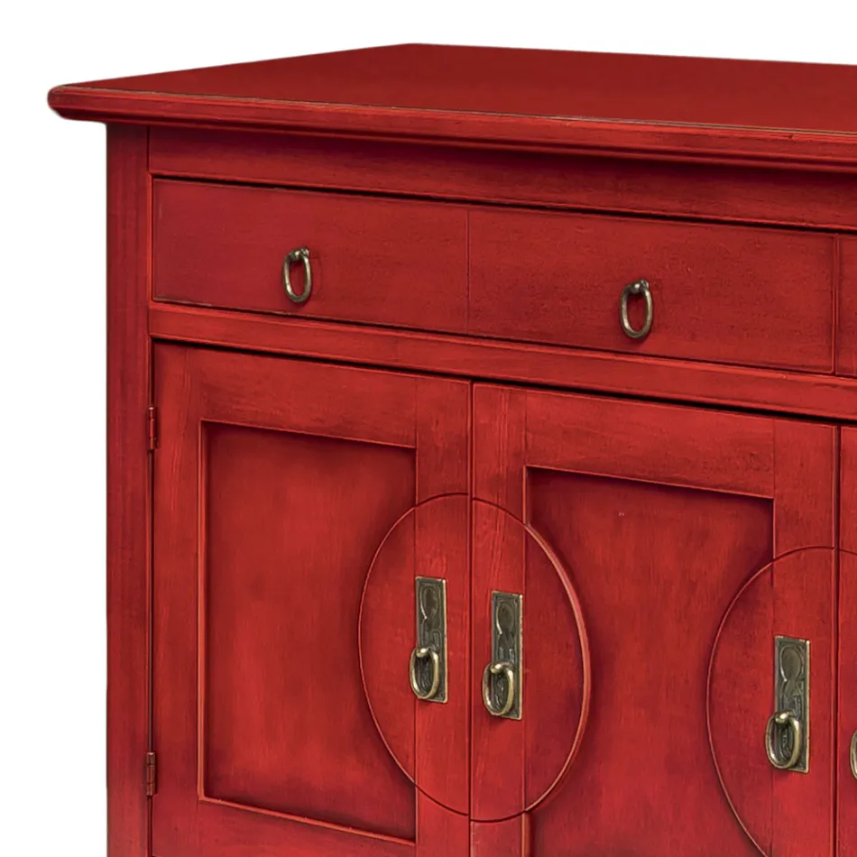 Skänk med 3 dörrar och 3 lådor i olika ytbehandlingar tillverkad i Italien - Ganesha Viadurini