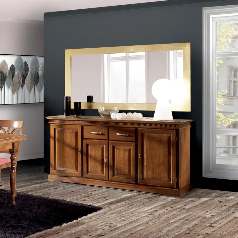 Skänk med 4 dörrar och 2 lådor i Bassano Wood Made in Italy - Tanit Viadurini