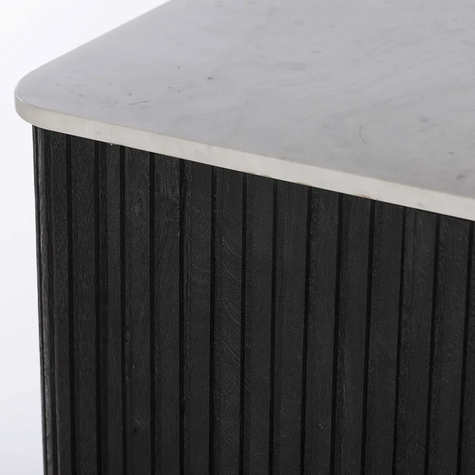 Sideboard med marmorskiva och mangoträstruktur - Fisherman Viadurini