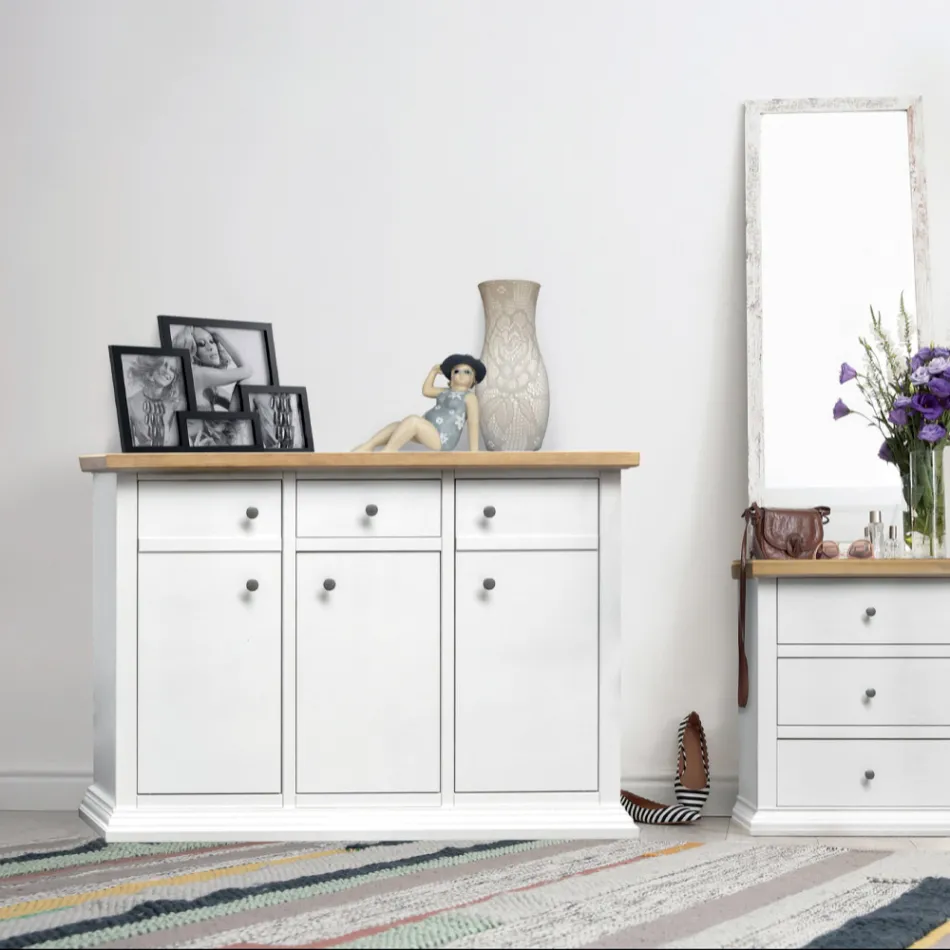 Skänk med struktur i fanerade träpartiklar Tillverkad i Italien - Odino Viadurini