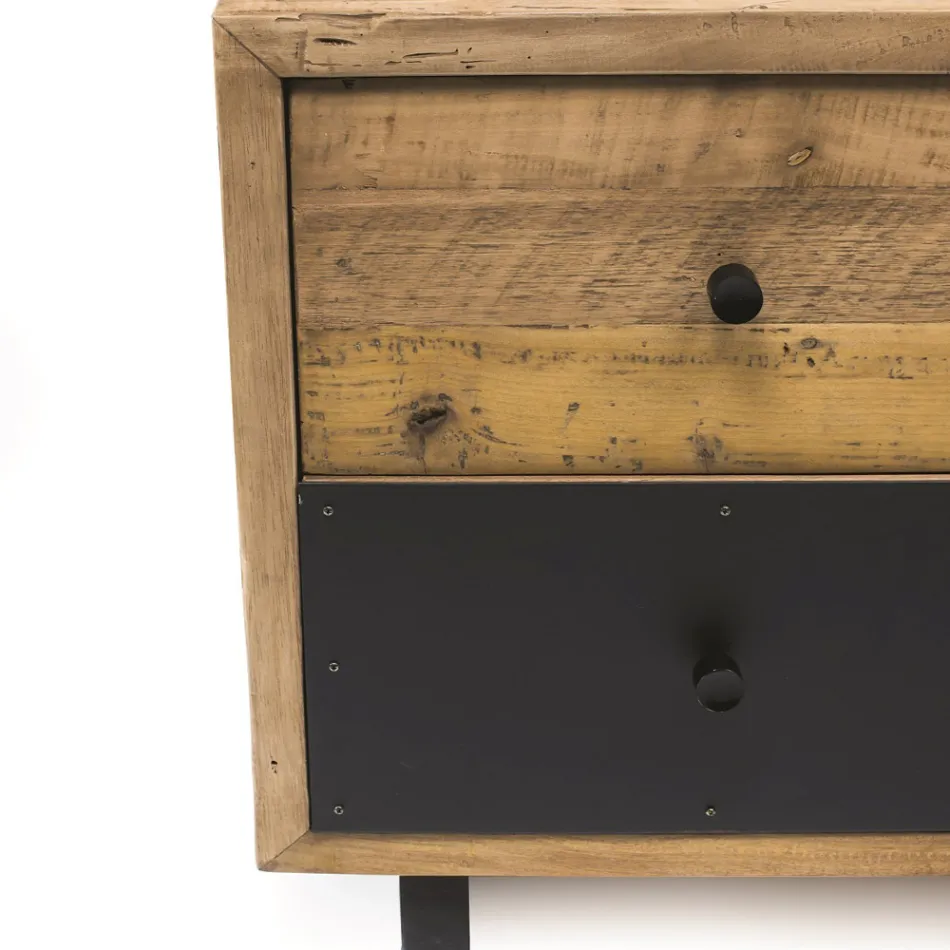 Skänk inomhus med en dörr, 4 lådor och metallfötter - Skjut Viadurini