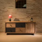 Skänk inomhus med en dörr, 4 lådor och metallfötter - Skjut Viadurini