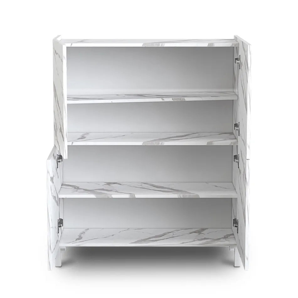 Vardagsrumsskänk täckt av melaminmarmor. Tillverkad i Italien - zink Viadurini