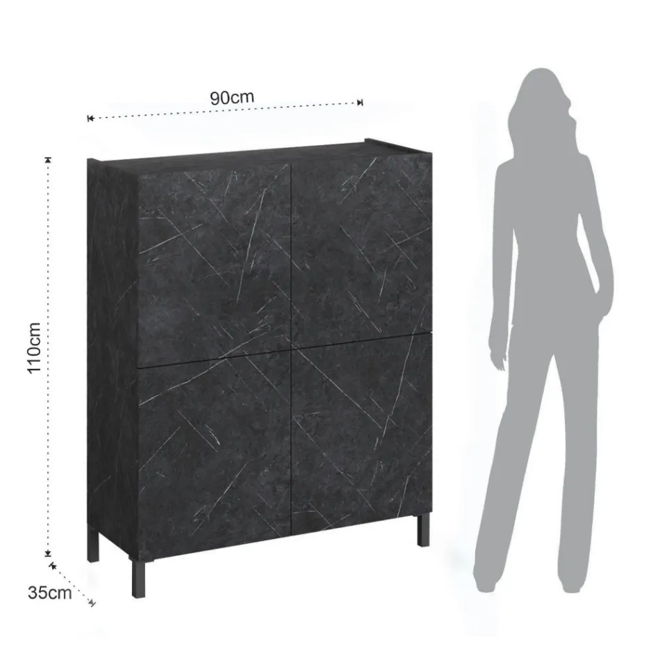 Vardagsrumsskänk täckt av melaminmarmor. Tillverkad i Italien - zink Viadurini