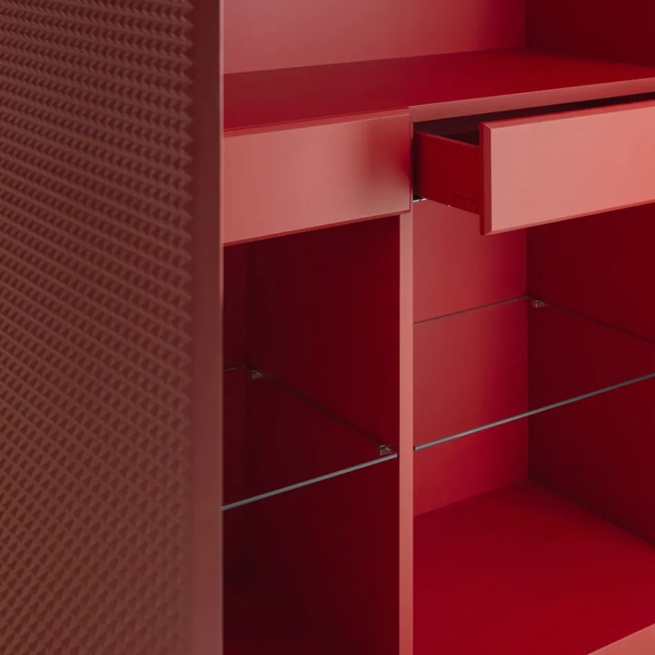 Vardagsrumsskänk med 2 dörrar i diamantfinish Tillverkad i Italien - Sagittario Viadurini