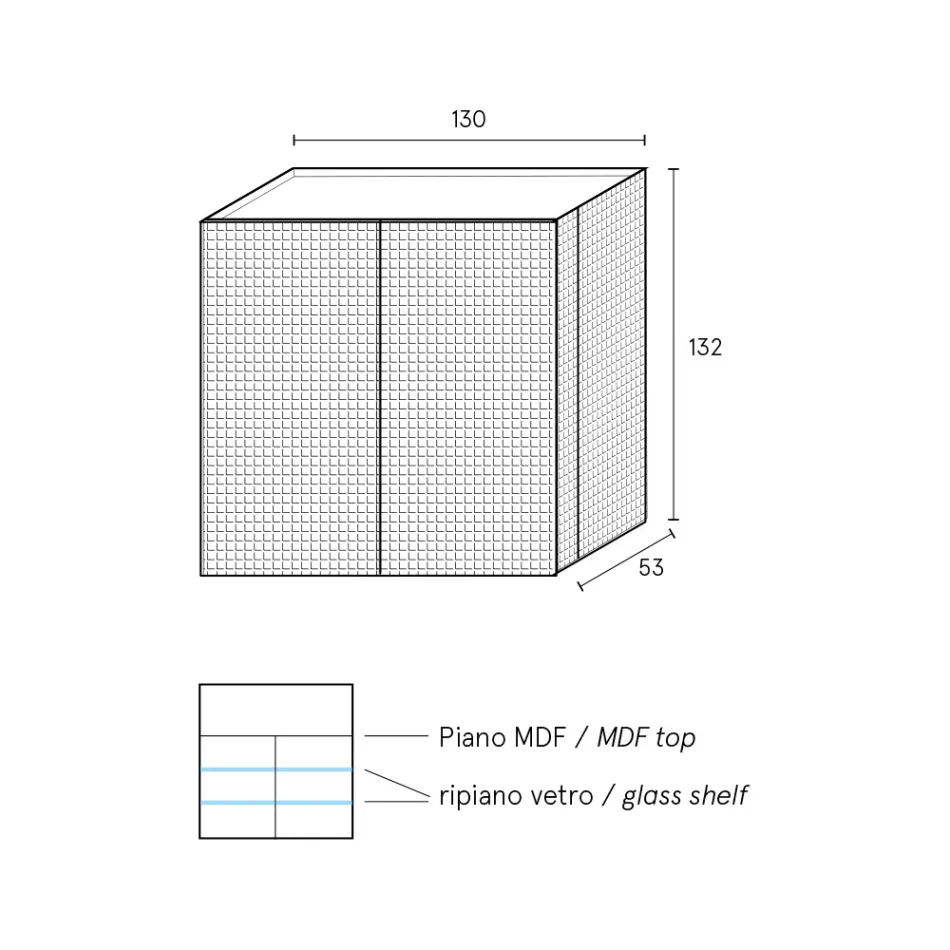 Vardagsrumsskänk med 2 dörrar i diamantfinish Tillverkad i Italien - Sagittario Viadurini