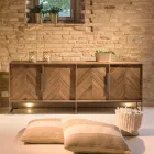 Vardagsrumsskänk i återvunnet tropiskt trä och metallfötter - rutschkana Viadurini