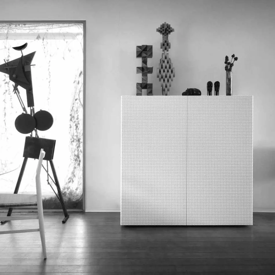 utformning skänk med 2 dörrar vit, svart eller guld mönster Flora Viadurini