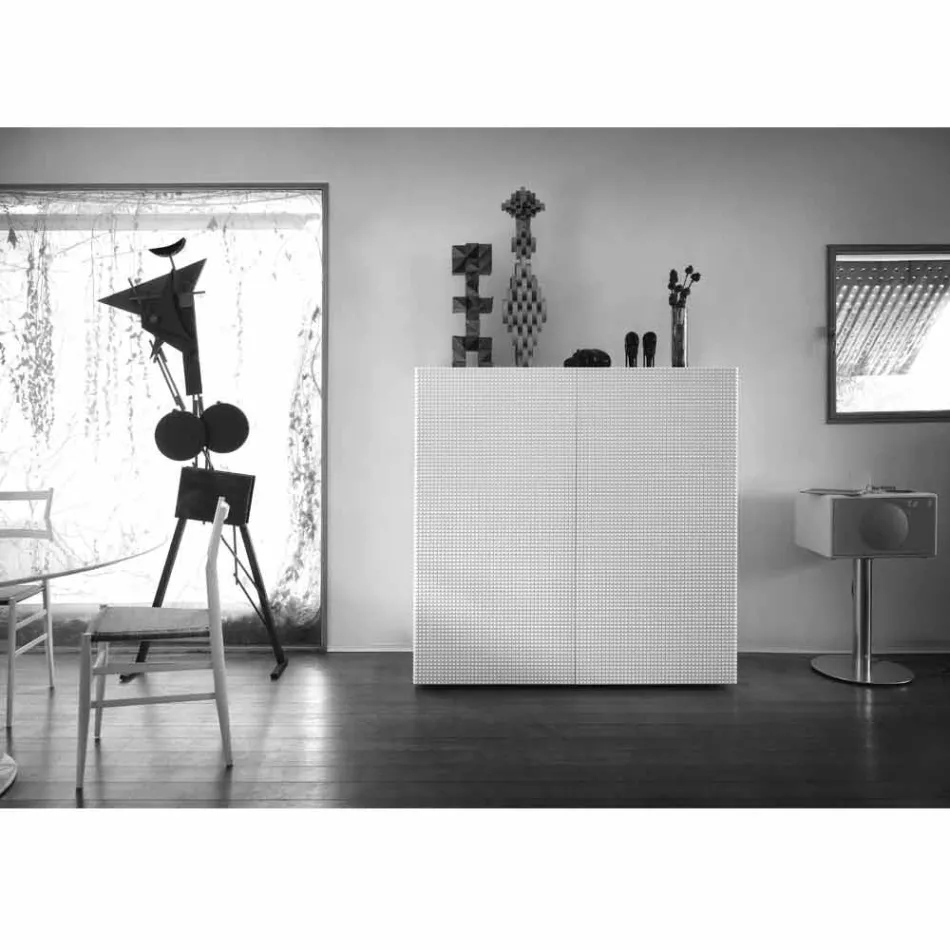 utformning skänk med 2 dörrar vit, svart eller guld mönster Flora Viadurini