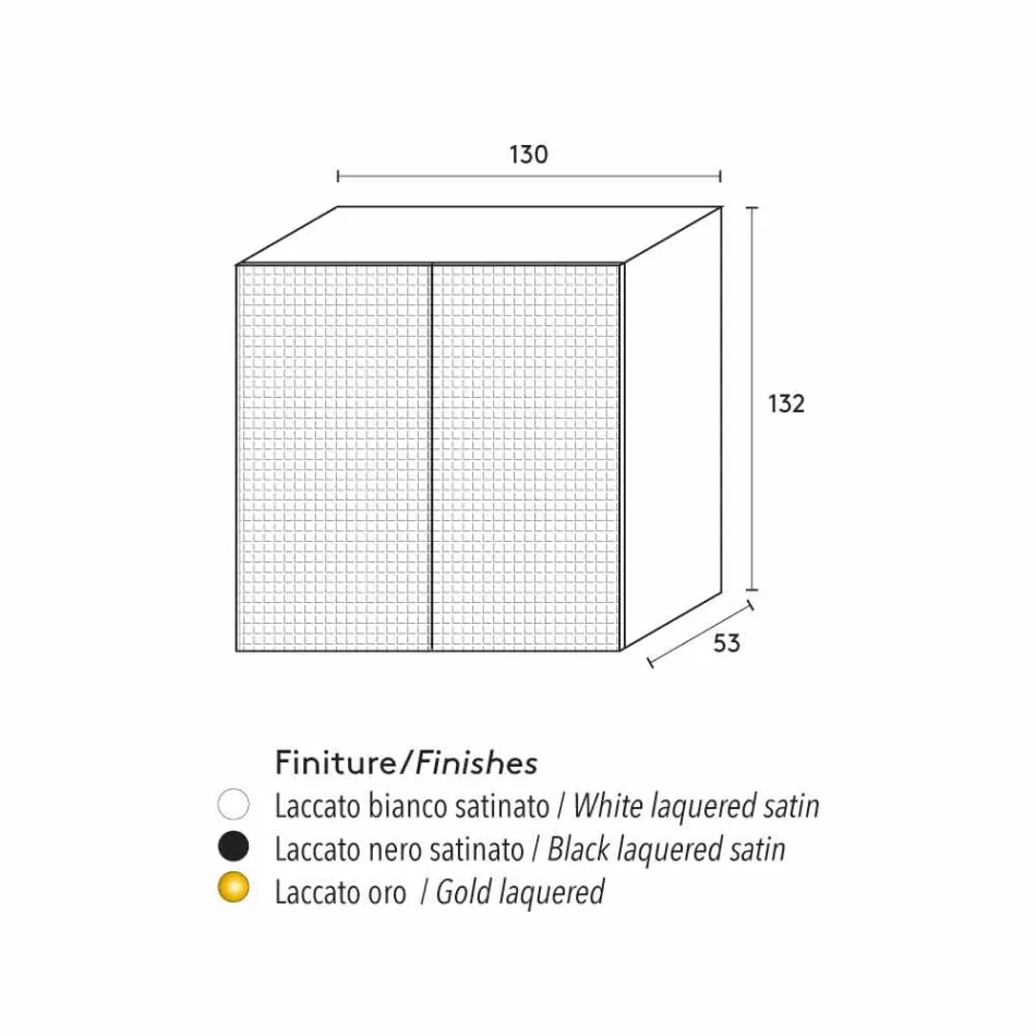 utformning skänk med 2 dörrar vit, svart eller guld mönster Flora Viadurini