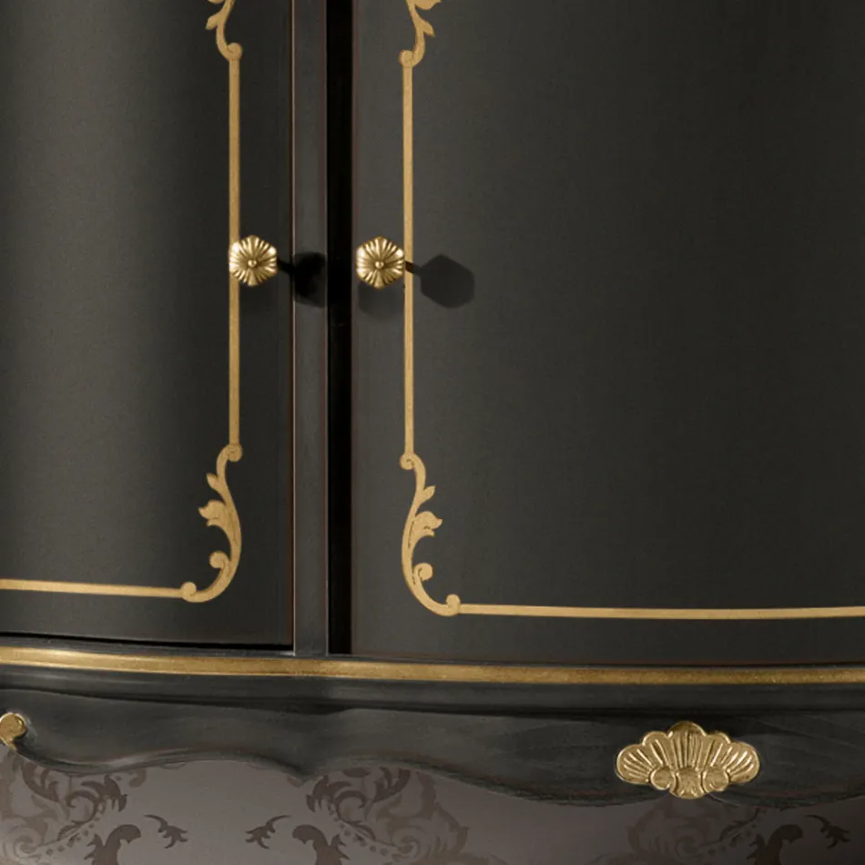 Lyxig skänk med 3 dörrar och 3 trälådor tillverkad i Italien - Leonor Viadurini