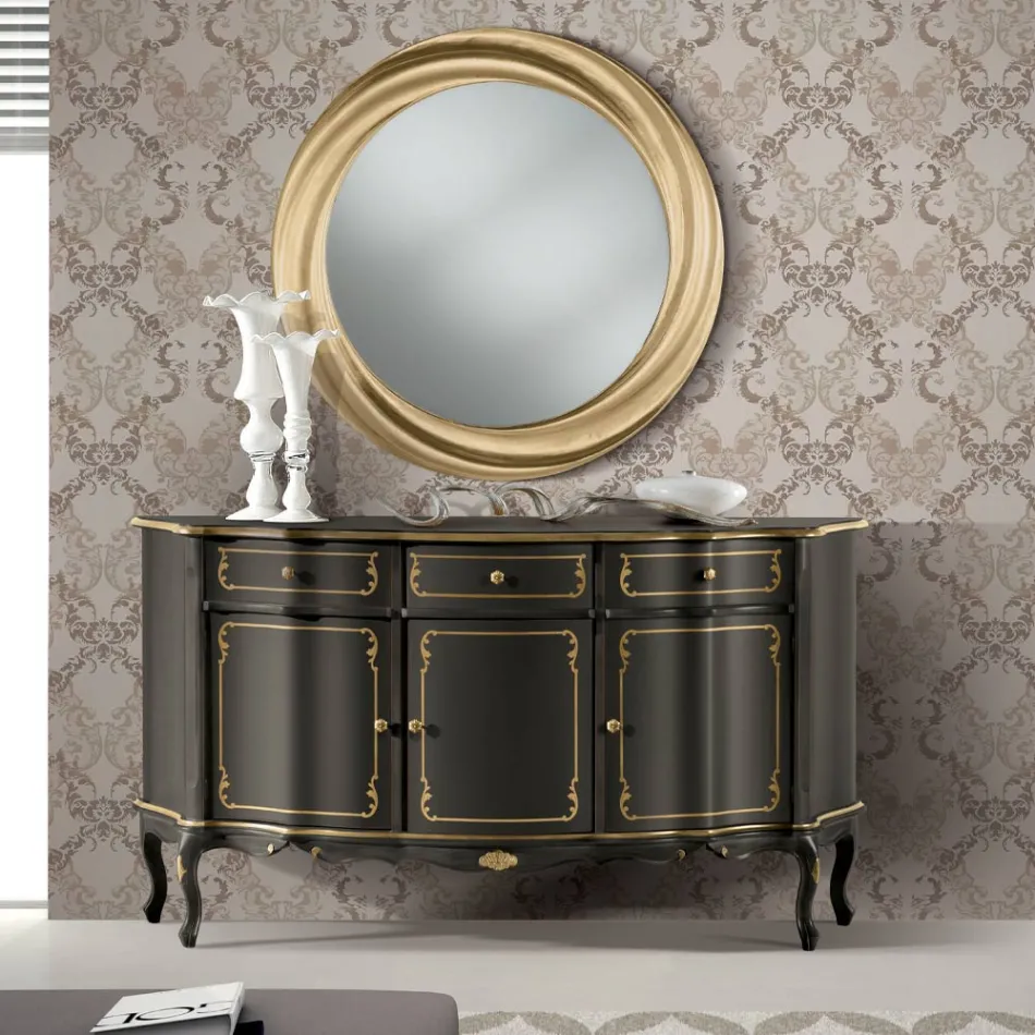 Lyxig skänk med 3 dörrar och 3 trälådor tillverkad i Italien - Leonor Viadurini