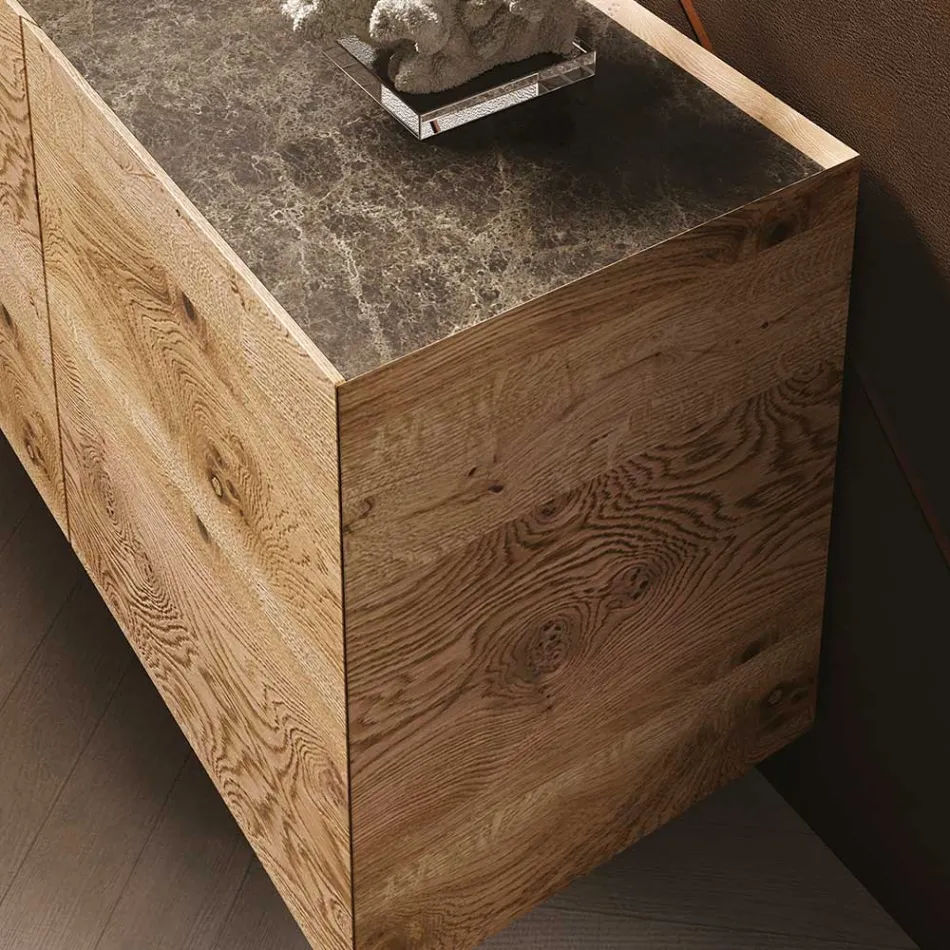 Träskänk med 3 dörrar med bas i härdad kristall Tillverkad i Italien - Soraya Viadurini