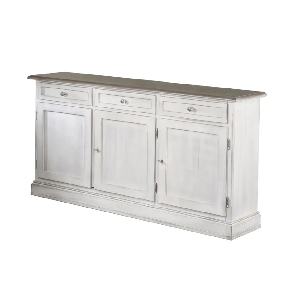 Träskänk med 3 lådor och 3 dörrar Tillverkad i Italien - Uller Viadurini