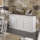 Träskänk med 3 lådor och 3 dörrar Tillverkad i Italien - Uller Viadurini