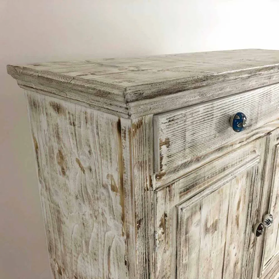 Skänk i massivt gran med interna hyllor tillverkad i Italien - Pierrot Viadurini