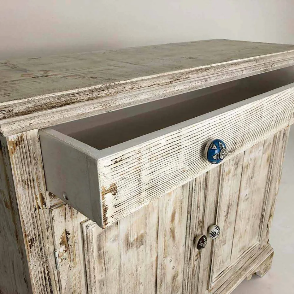 Skänk i massivt gran med interna hyllor tillverkad i Italien - Pierrot Viadurini