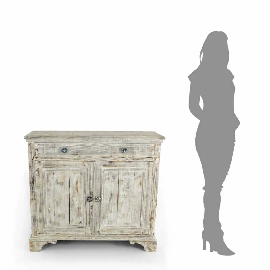 Skänk i massivt gran med interna hyllor tillverkad i Italien - Pierrot Viadurini