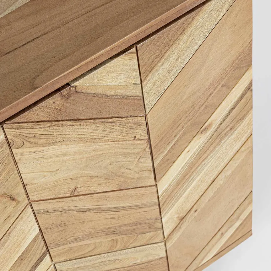 Skänk i akaciaträ med 2 dörrar och 3 lådor Design Homemotion - Carla Viadurini