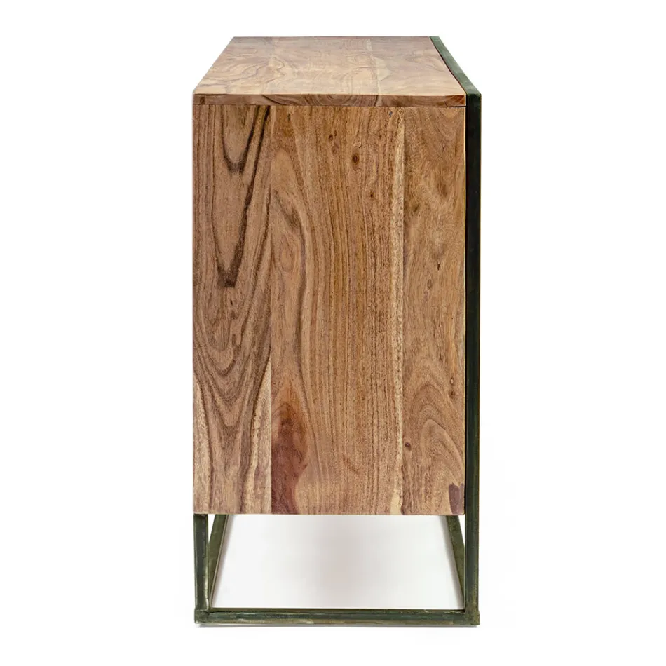 Skänk i akaciaträ och stål 3 eller 4 dörrars Homemotion - Cristoforo Viadurini