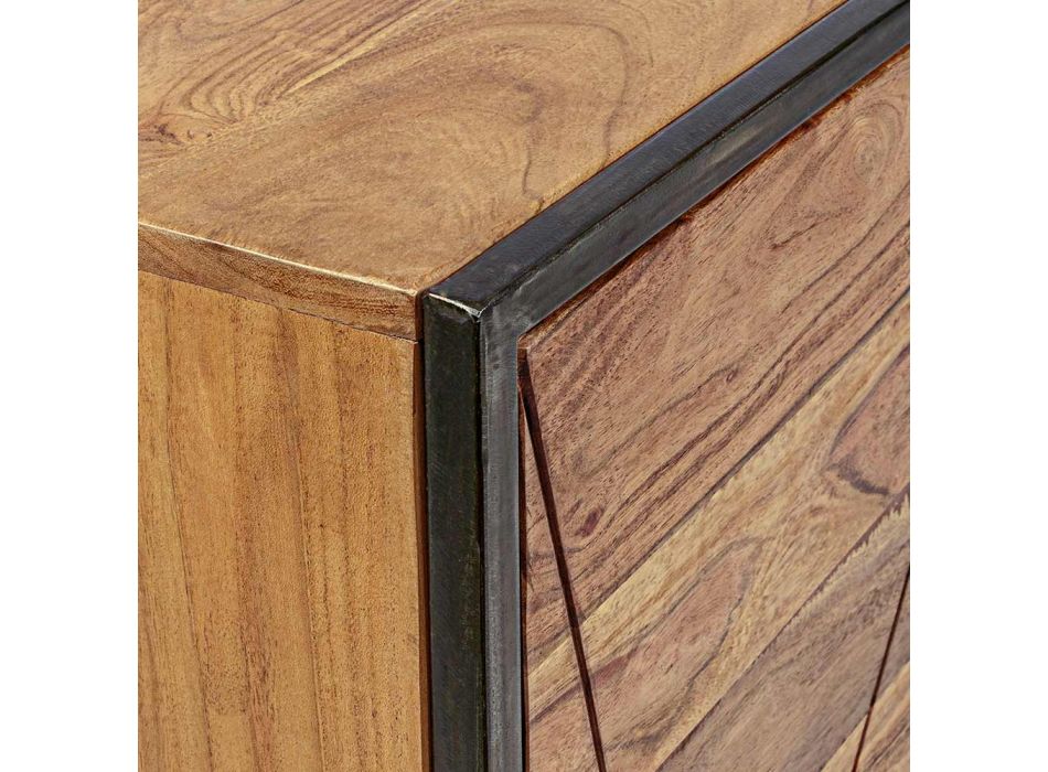 Skänk i akaciaträ och stål 3 eller 4 dörrars Homemotion - Cristoforo Viadurini