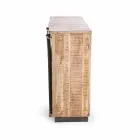 Skänk i trä och stål med dörr och 4 lådor industriell stil - Renza Viadurini