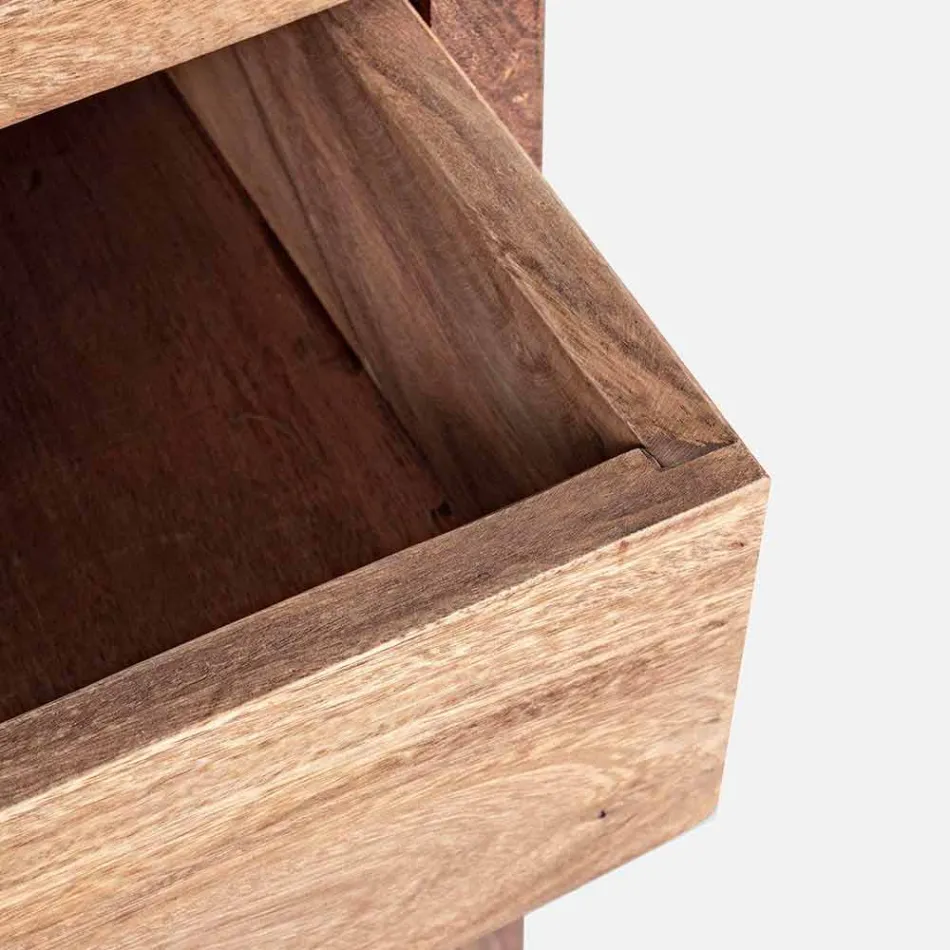 Skänk i naturligt trä med dörrar och lådor Homemotion - Ventador Viadurini