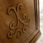 Skänk i patinerat valnötsträ med liljedekoration Tillverkad i Italien - körsbär Viadurini