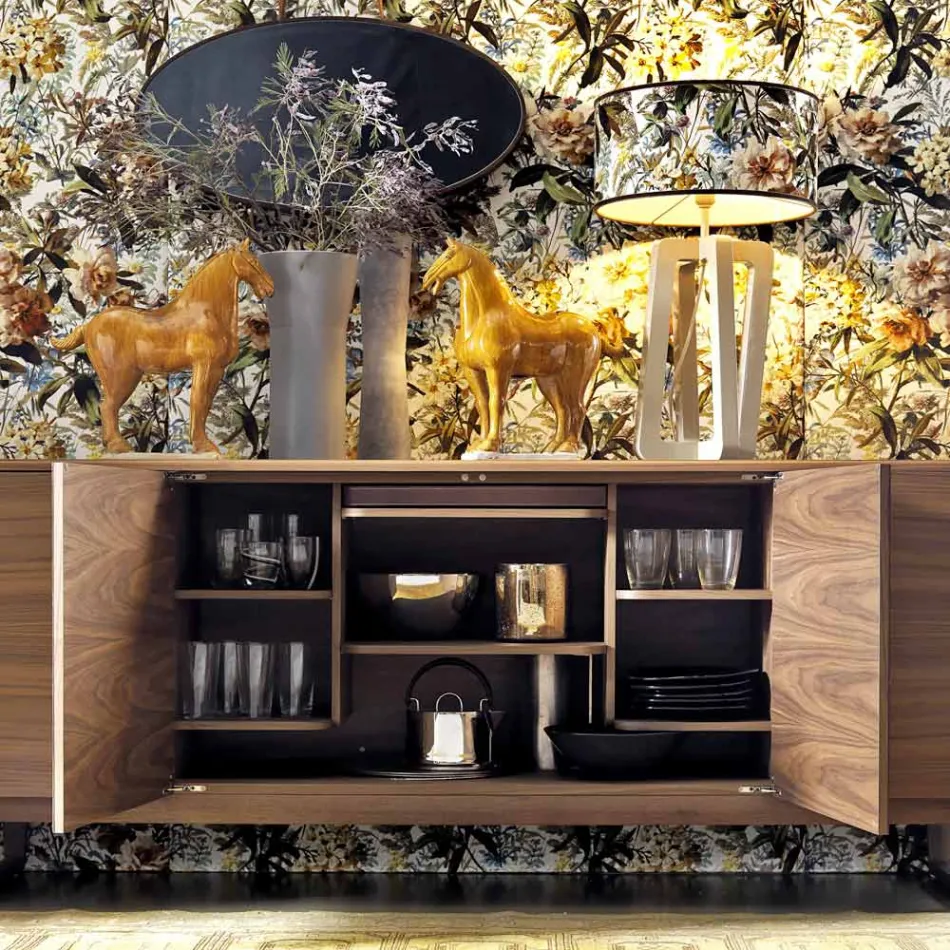 Grilli York 4 träfanérs skänk tillverkad i Italien Viadurini