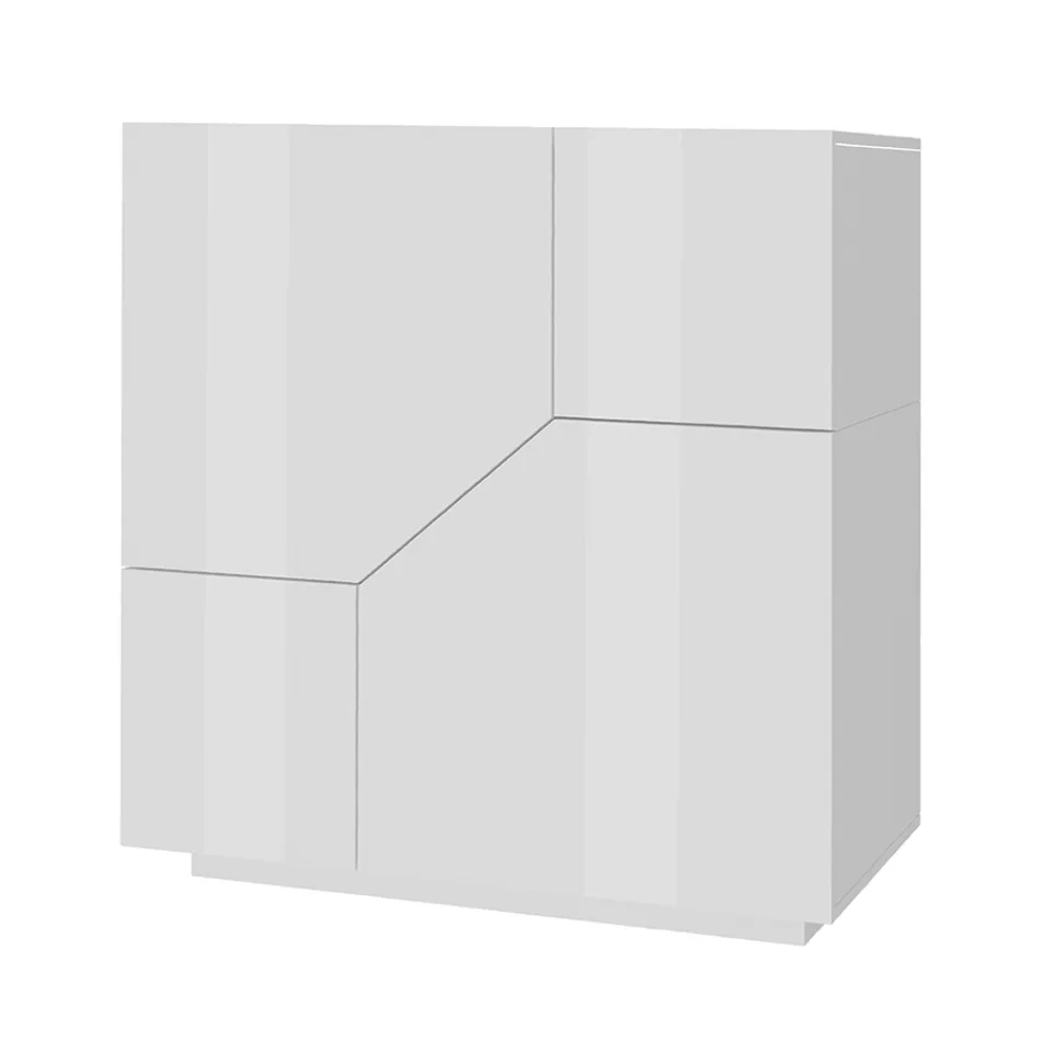 Skänk i melaminträ 3 rum och 2 hyllor Tillverkad i Italien - Alyssa Viadurini