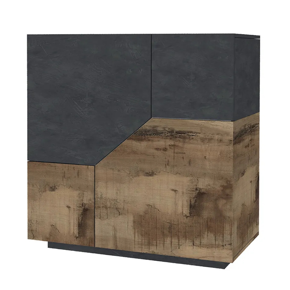 Skänk i melaminträ 3 rum och 2 hyllor Tillverkad i Italien - Alyssa Viadurini