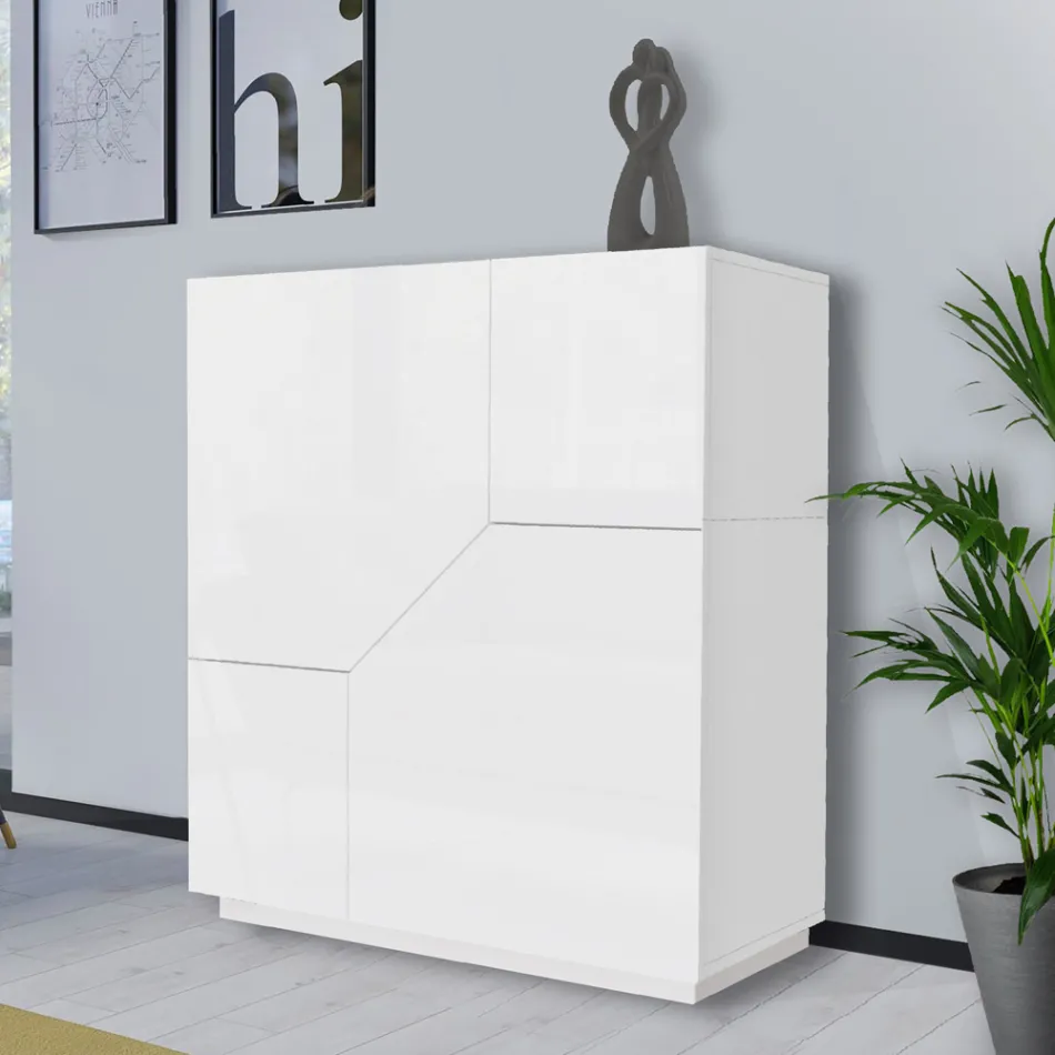 Skänk i melaminträ 3 rum och 2 hyllor Tillverkad i Italien - Alyssa Viadurini