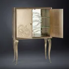 Samtida skänk med 2 massivt trä dörrar och anilinläder Joy Viadurini