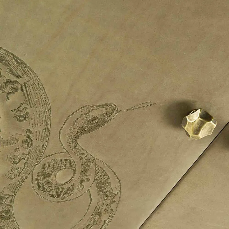 Samtida skänk med 2 massivt trä dörrar och anilinläder Joy Viadurini