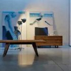 Samtida skänk med 3 dörrar naturliga valnöt, L 215 x W 50 cm, Flora Viadurini