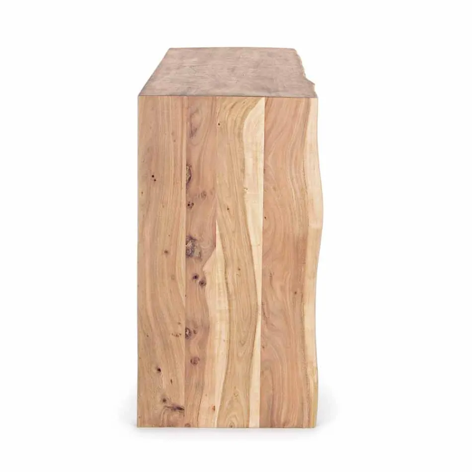 Modern skänk i akaciaträ med 2 dörrar och 3 lådor Homemotion - Lauro Viadurini