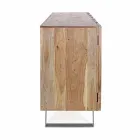 Modern skänk i akaciaträ med metallinsatser Homemotion - Sonia Viadurini